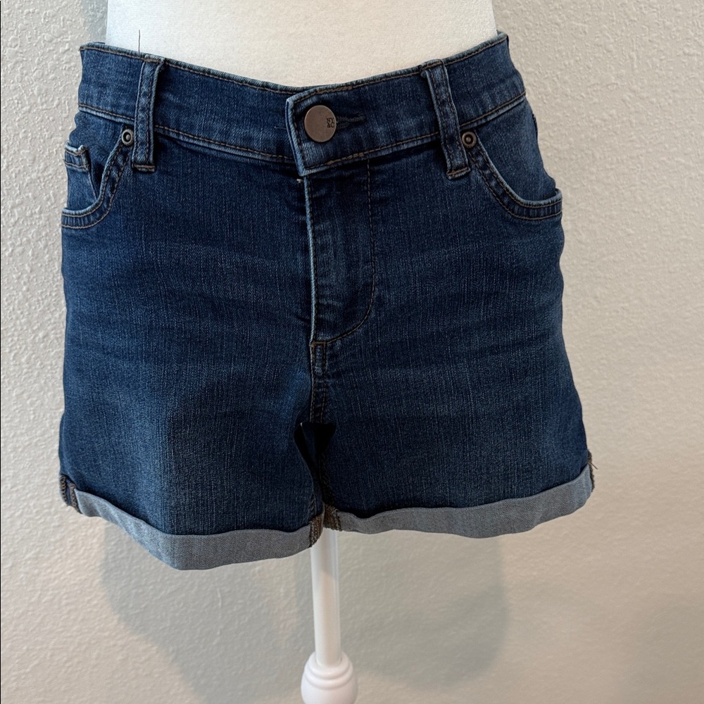 Dark Blue Denim Roll-Cuff Women’s Shorts
